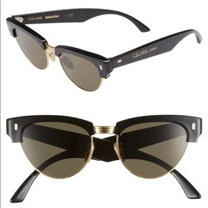 CELINE Acetate Cat Eye Sunglasses Black Gold